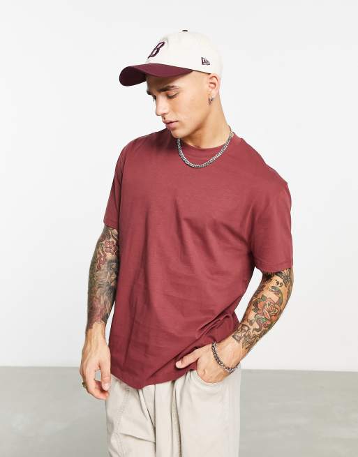 ASOS Design relaxed  t-shirt in dark red 