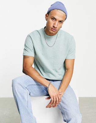 ASOS DESIGN relaxed t-shirt in dobby texture in light green