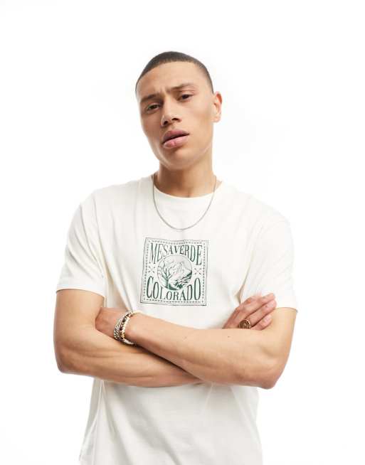 ASOS DESIGN relaxed t-shirt in ecru with Colorado city print