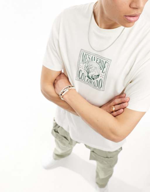 ASOS Design relaxed t-shirt in ecru with Colorado city print, 3 of 4