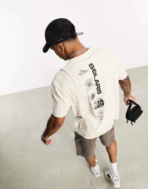 ASOS DESIGN relaxed t-shirt in ecru with space spine print