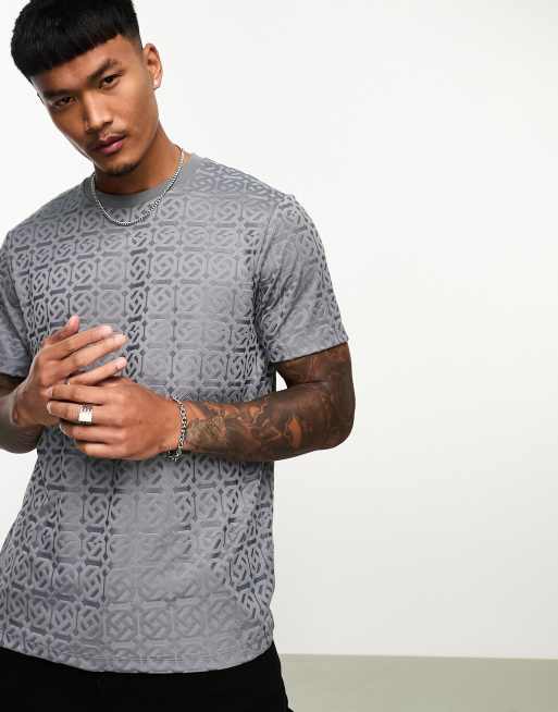 ASOS DESIGN relaxed t-shirt in embossed gray elegant texture