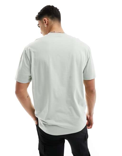 ASOS DESIGN relaxed t-shirt in gray with abstract shape chest print