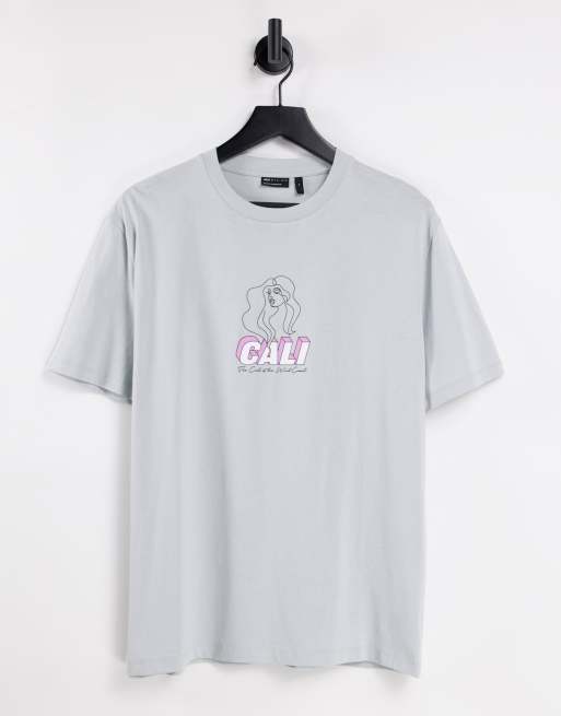 ASOS DESIGN relaxed t-shirt in gray with Cali front print