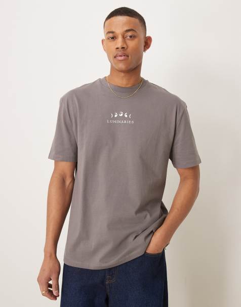 ASOS DESIGN relaxed T-shirt in gray with celestial chest print - view 1