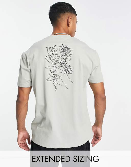 I fare At vise Smag ASOS DESIGN relaxed t-shirt in gray with floral outline back print | ASOS