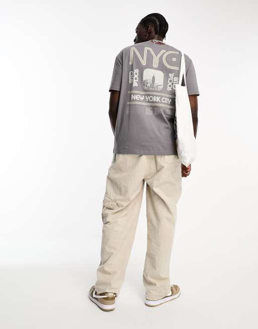 ASOS DESIGN relaxed T-shirt in gray with NYC back print