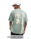 [ASOS DESIGN] ASOS DESIGN relaxed t-shirt in green fabric with celestial back print XS Sea spray