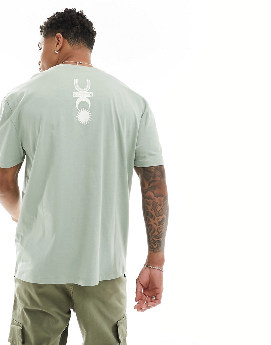 ASOS DESIGN relaxed t-shirt in green with back spine print