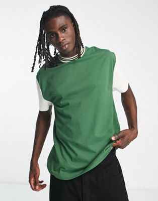 ASOS DESIGN relaxed t-shirt in green with contrast sleeves