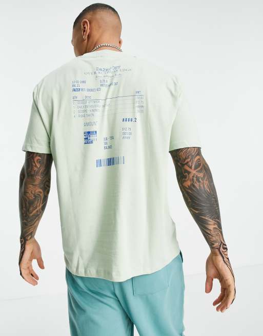 ASOS DESIGN relaxed t-shirt in green with receipt back print - MGREEN