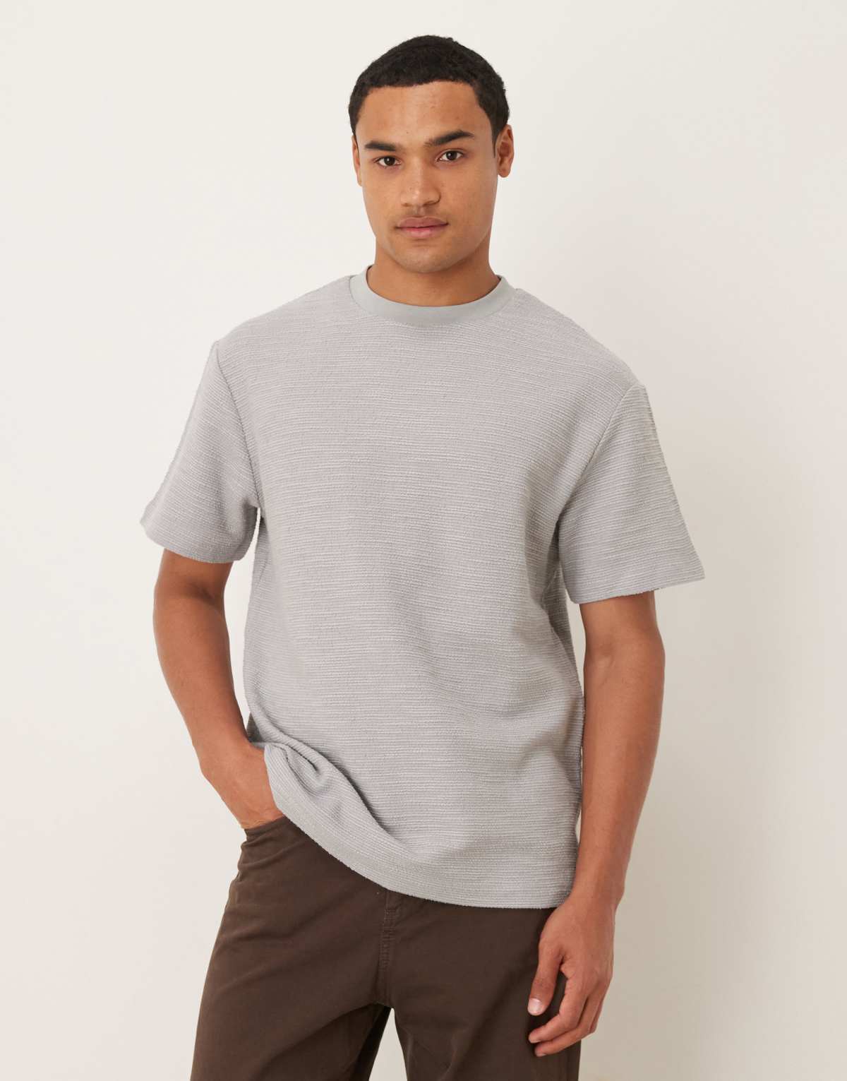 ASOS DESIGN relaxed t-shirt in grey boucle