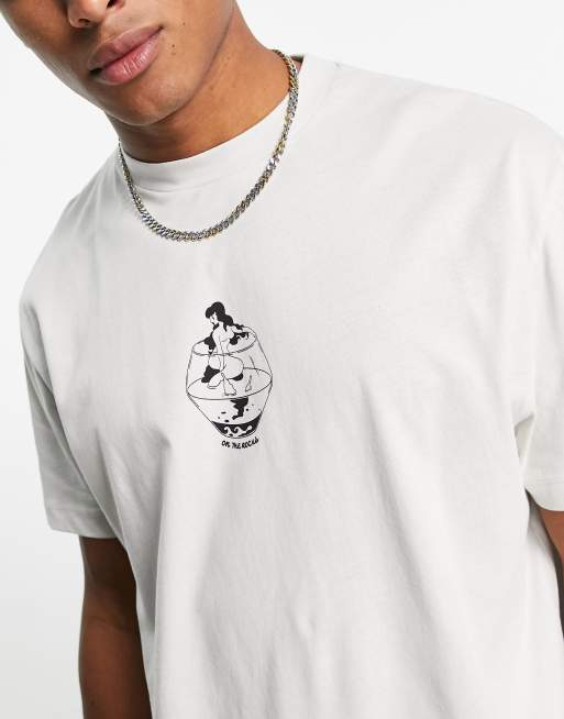 ASOS DESIGN relaxed t-shirt in grey with chest print