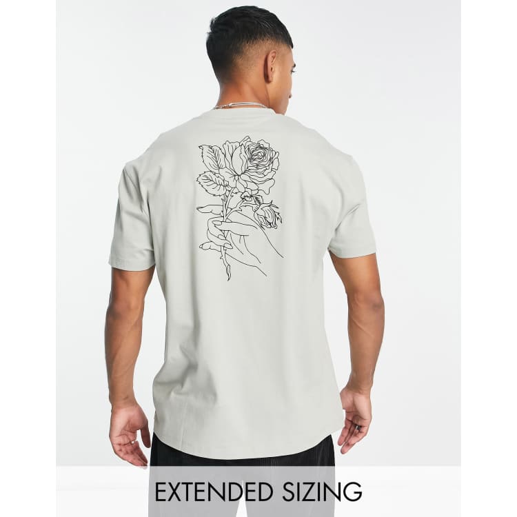 ASOS DESIGN relaxed t-shirt in grey with floral outline back print