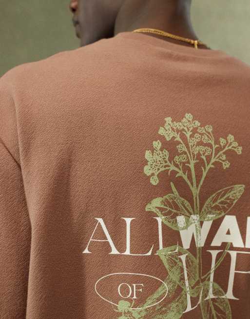 ASOS DESIGN relaxed t-shirt in heavyweight 220gsm brown with butterfly back print, 3 of 4