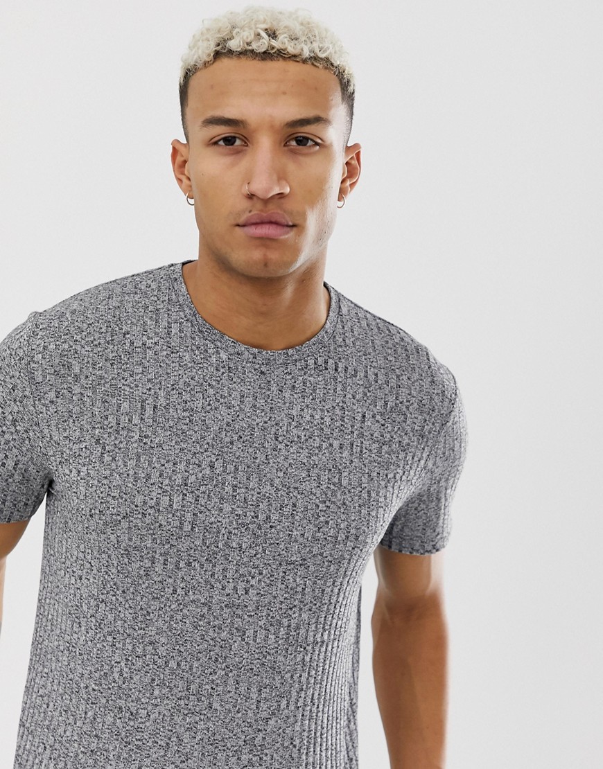 ASOS DESIGN relaxed t-shirt in interest rib in grey