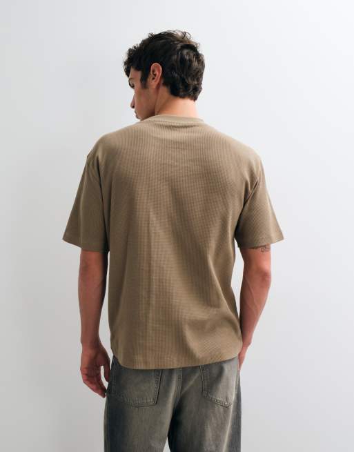 ASOS DESIGN relaxed t-shirt in light brown waffle, 3 of 5