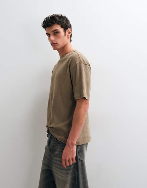 ASOS DESIGN relaxed t-shirt in light brown waffle, 5 of 5