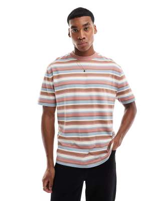 ASOS DESIGN relaxed t-shirt in multi coloured stripe