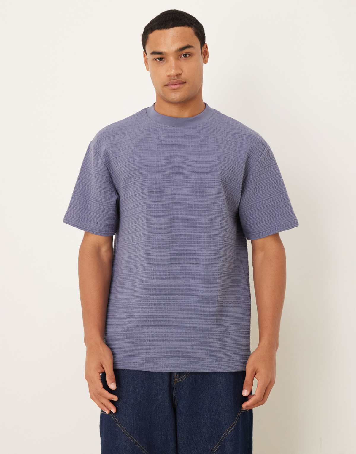 ASOS DESIGN relaxed t-shirt in navy texture