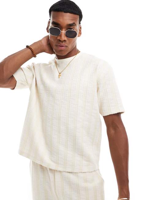 ASOS DESIGN relaxed t-shirt in neutral stripe (part of a set)