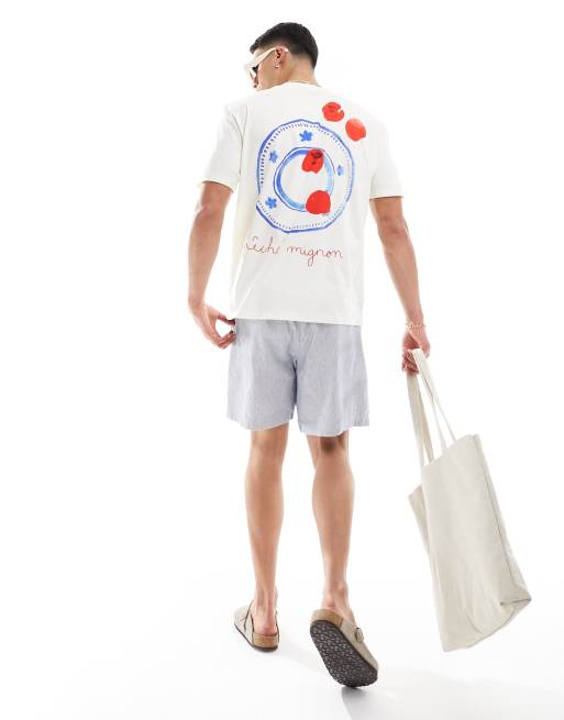 FhyzicsShops DESIGN relaxed t-shirt in off white with abstract art back print