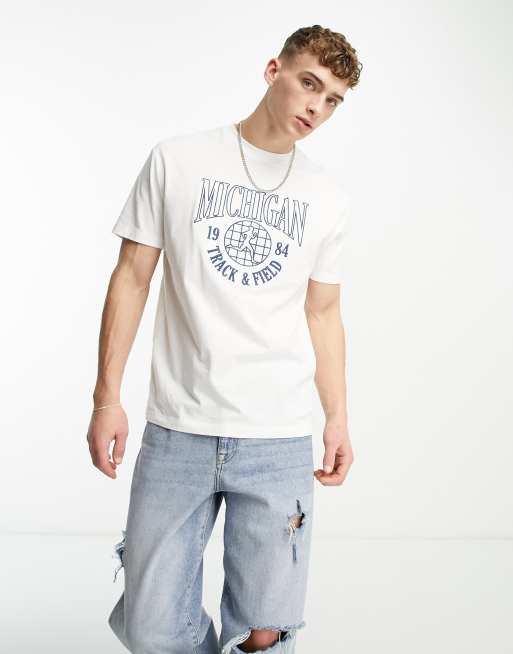 ASOS DESIGN relaxed T-shirt in off navy city embroidery | ASOS