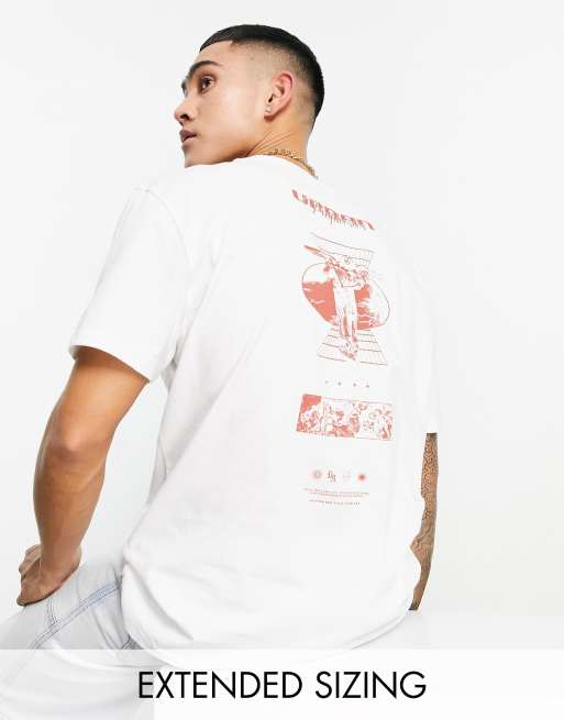 ASOS DESIGN relaxed t-shirt in off white with red cherub spine