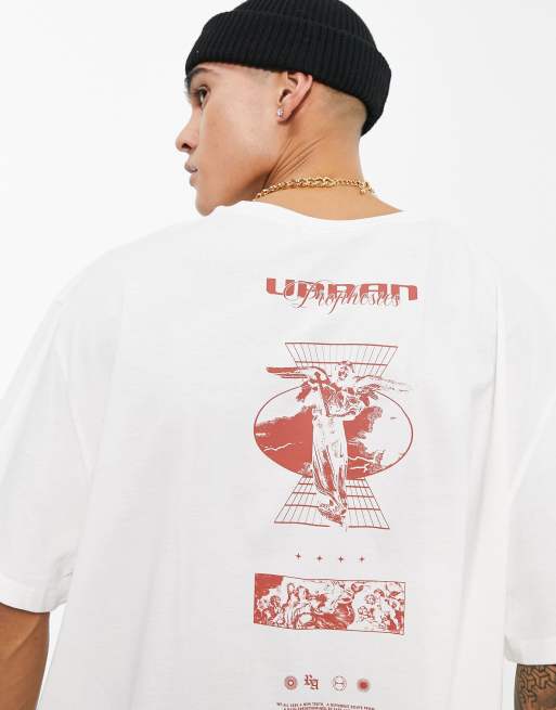 ASOS DESIGN relaxed t-shirt in off white with red cherub spine