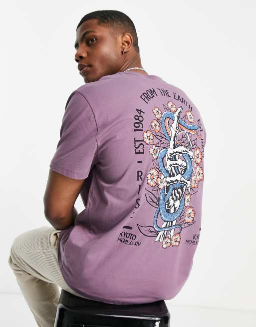 ASOS DESIGN relaxed t-shirt in purple with souvenir snake back print 
