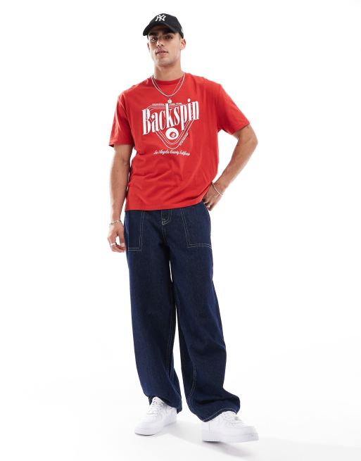 ASOS DESIGN relaxed t-shirt in red with street front print, 2 of 4