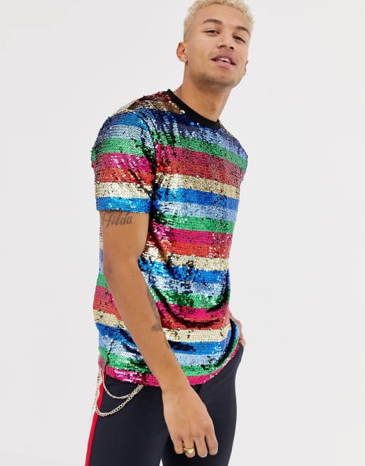 RAINBOW GOLD SEQUIN T-SHIRT