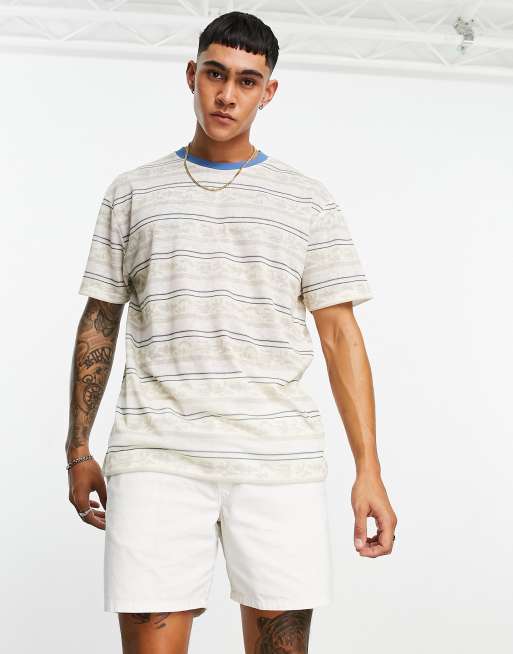 ASOS DESIGN relaxed t-shirt in stone printed abstract stripe