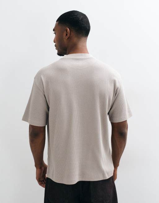 ASOS DESIGN relaxed t-shirt in stone waffle, 4 of 4