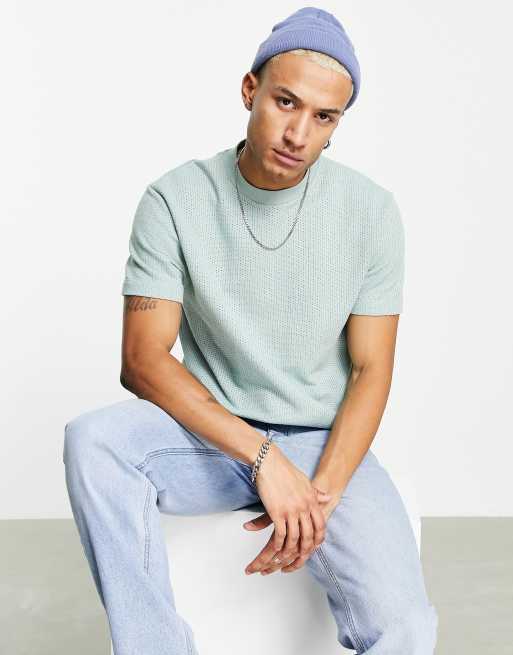 ASOS DESIGN relaxed t-shirt in texture in light green | ASOS