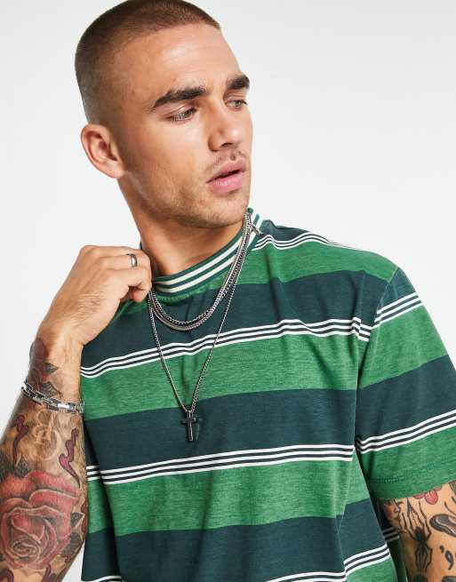 ASOS DESIGN relaxed t-shirt in washed khaki stripe