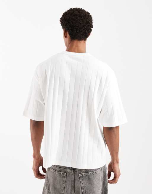 ASOS DESIGN relaxed t-shirt in white wide rib, 3 of 5