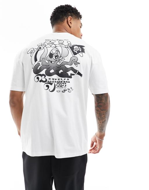 ASOS DESIGN relaxed t-shirt in white with cartoon back print