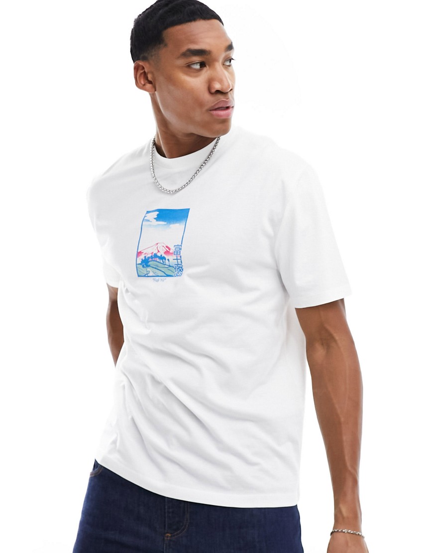 ASOS DESIGN relaxed t-shirt in white with chest souvenir scenic print