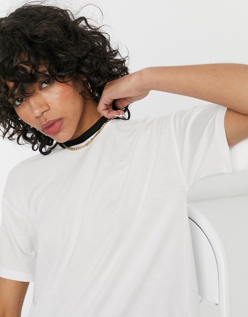 ASOS DESIGN relaxed t-shirt with tipped neck in white