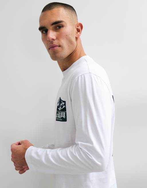 ASOS DESIGN relaxed T-shirt met lange mouwen en landschapsprint in wit, 3 van 10
