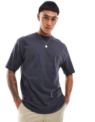 ASOS DESIGN relaxed t-shirt with abstract city back print in charcoal-Grey