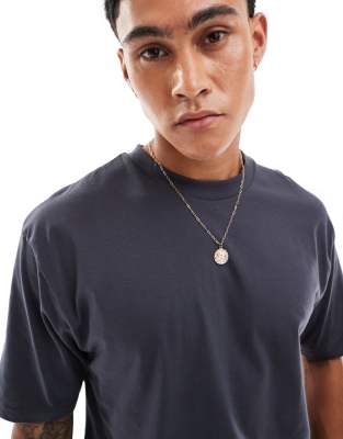 Asos Design Relaxed T-shirt With Abstract City Back Print In Gray