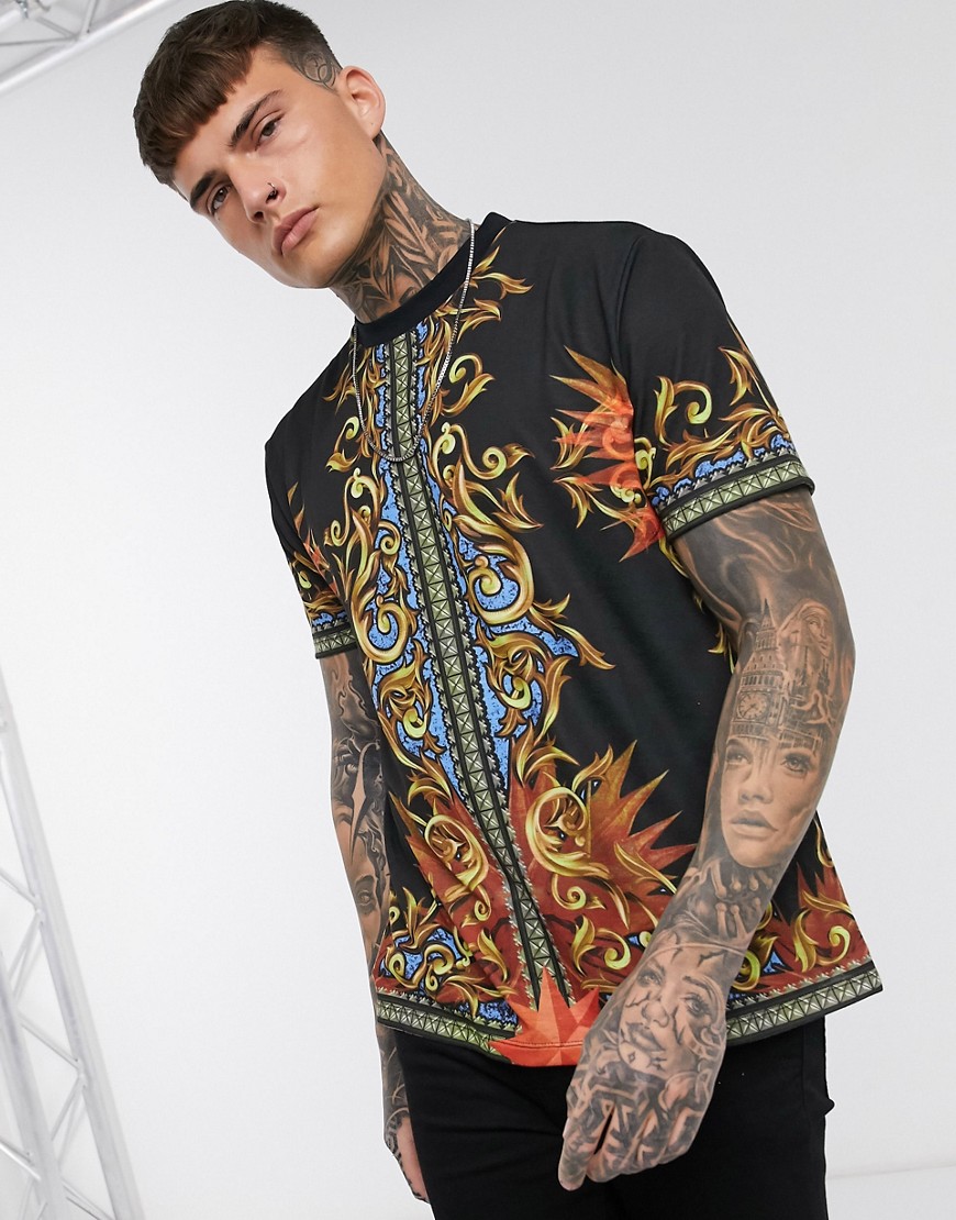 ASOS DESIGN relaxed t-shirt with all over baroque print-Multi