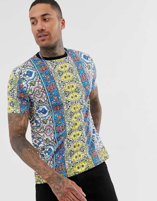 ASOS DESIGN relaxed t-shirt with all over multi colour print