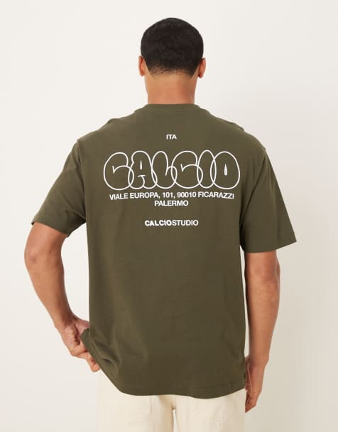 ASOS DESIGN relaxed t-shirt with back print in khaki - view 1