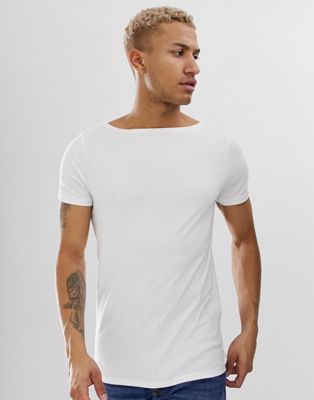 ASOS DESIGN relaxed t-shirt with boat neck in white | ASOS