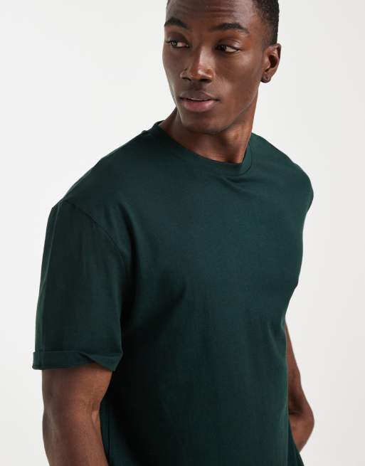 ASOS DESIGN relaxed t-shirt with café graphic in dark green, 2 of 5