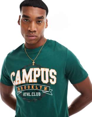 ASOS DESIGN ASOS DESIGN relaxed t-shirt with campus chest print in green