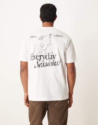 Asos Design Relaxed T-shirt With Cartoon Back Print In Brown